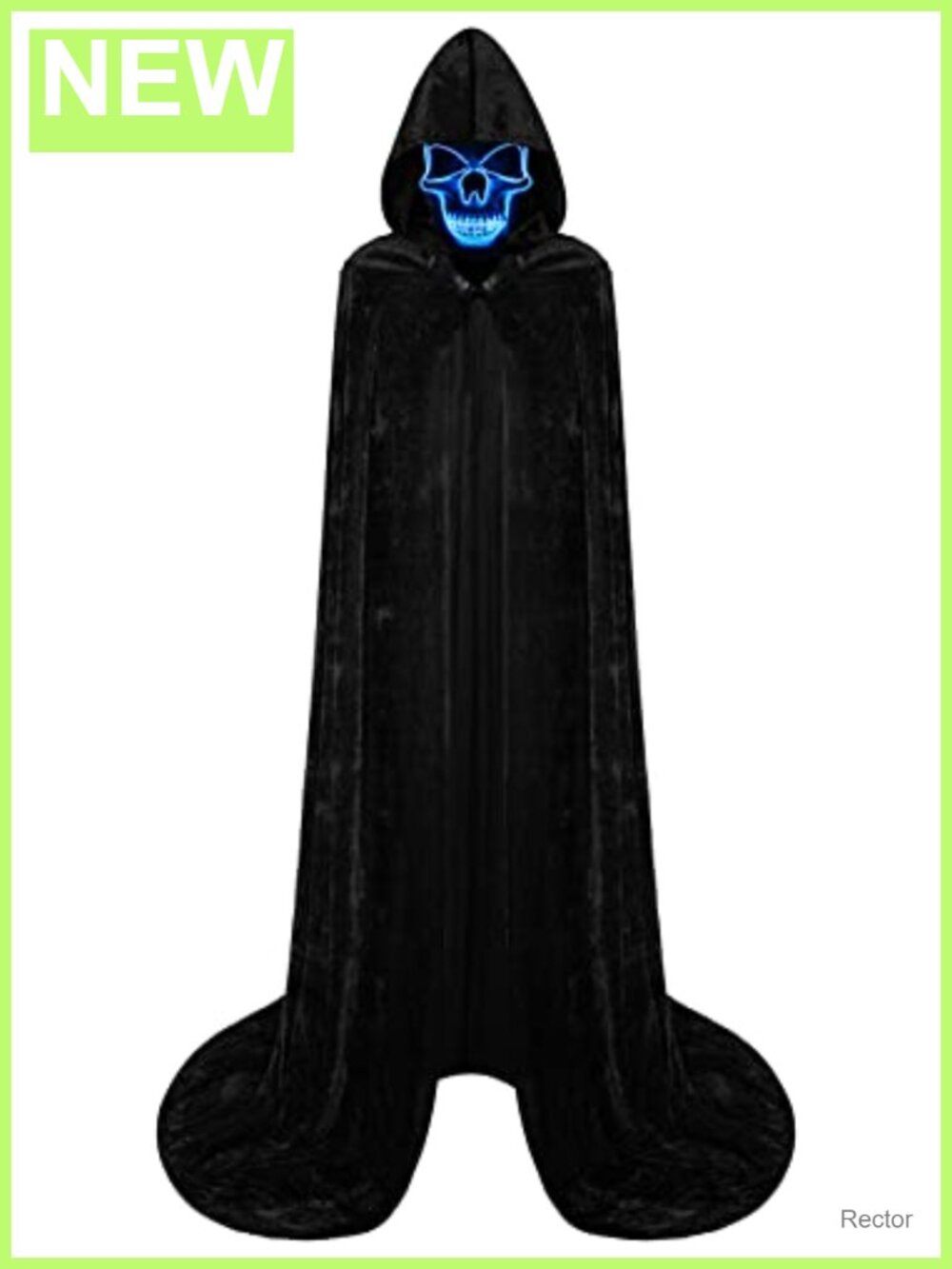 Adult Halloween Cape with Hood and Light Up Skull Mask Unisex Cosplay Costume